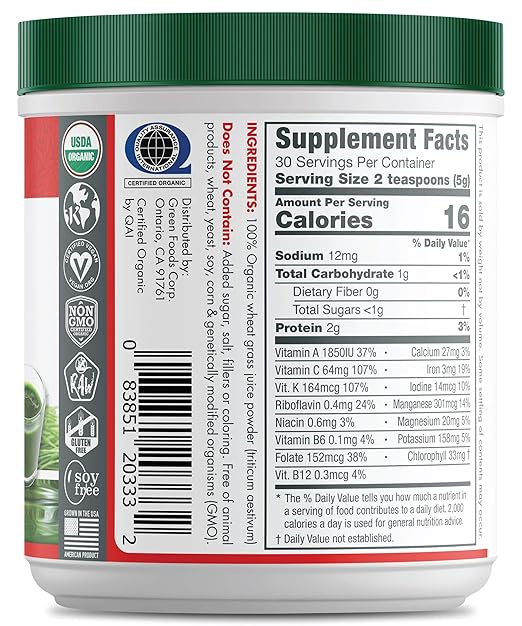 GREEN FOODS CORPORATIONWHEATGRASSSHOT 30 SERVING 5.3OZ
