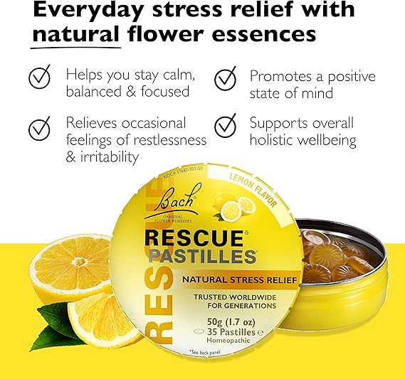 Bach Rescue Pastilles Natural Stress Relief Lemon Flavor