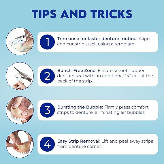 SECURE THE WATERPROOF DENTURE ADHESIVE COMFORT STRIPS 15 STRIPS