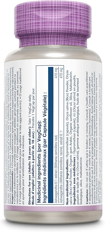 Solaray Ashwagandha 60CT 470MG Veg Capsule