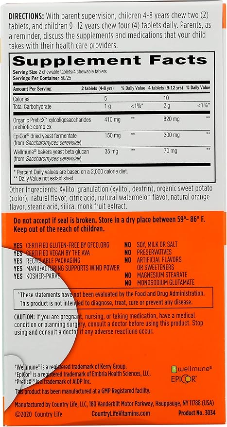 Country Life KIDS GUT CONNECTION IMMUNE 100 Chewable