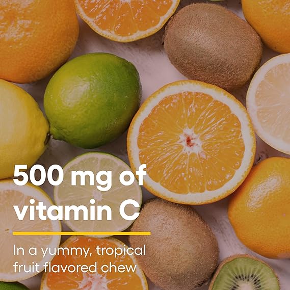Natural Factors VITAMIN C 500 MG FRUIT-FLAVOR CHEW – TROPICAL 180/TAB