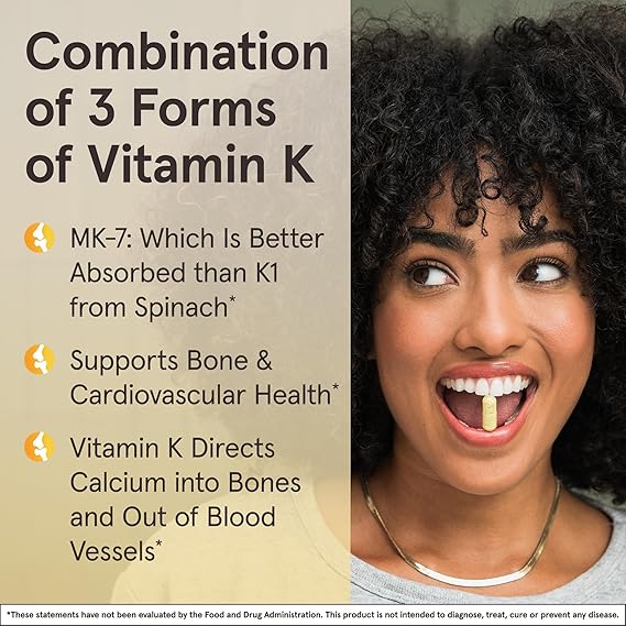 Jarrow Formulas K- Right Vitamin K Complex K1+MK-4+MK-7+D3