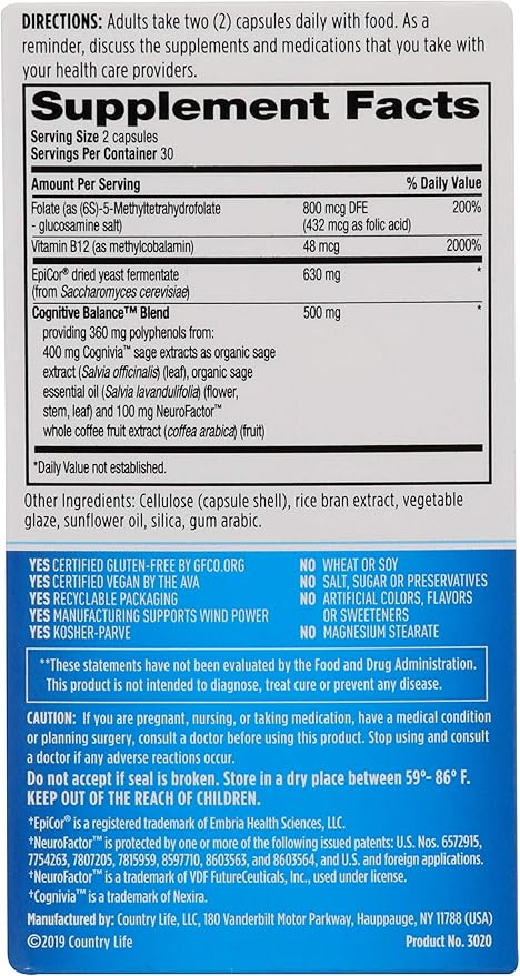 Country Life GUT CONNECTION COGNITIVE 60 Capsule
