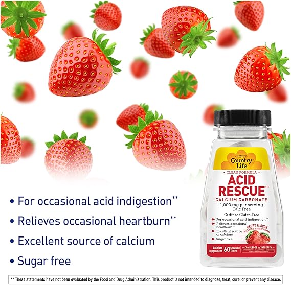 Country Life ACID RESCUE BERRY FLAVOR 60 Wafer