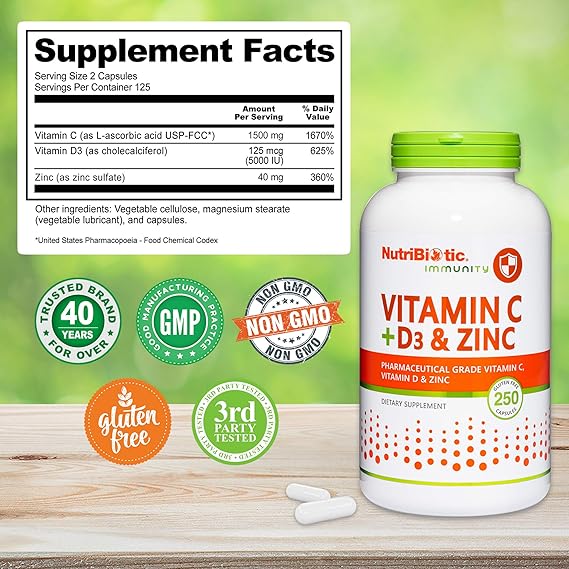 NutriBiotic Vitamina C+D3 y Zinc