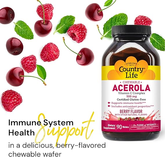 Country Life ACEROLA VIT C COMPLEX 500MG 90 Wafer