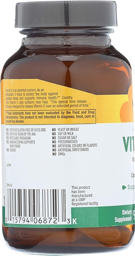 Country Life VITAMIN C 1000 W/ROSEHIPS,TR 90 Tablet