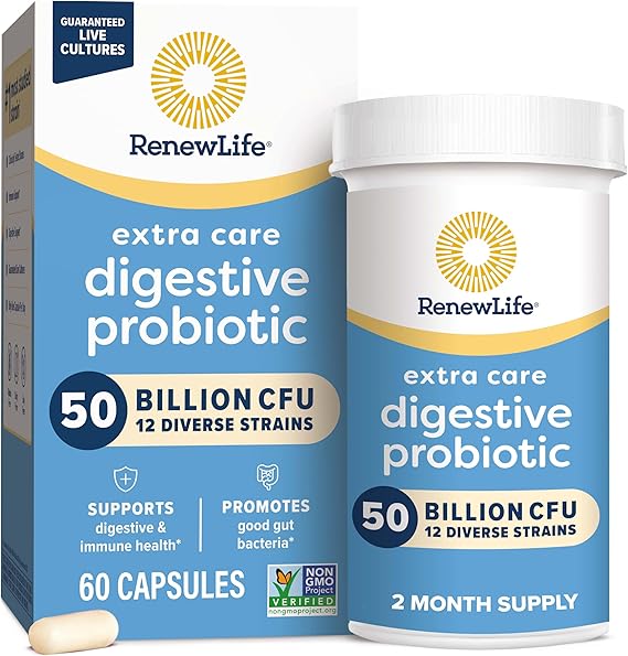 Extra Care Digestive Probiotic 50 Billion CFU 120 Diverse Strains 30 Veg Caps