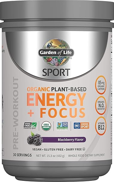 Garden of Life Sport Organic Plant-Based Energy plus Focus Blackberry 432g POWDER