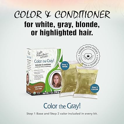 TINTE PARA EL CABELLO LIGHT MOUNTAIN HENNA GRIS A CASTAÑO CLARO 7OZ