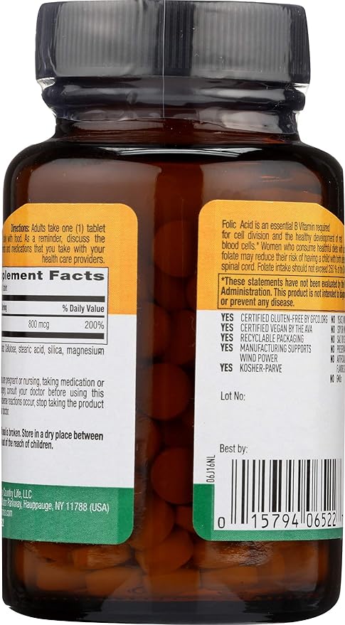 Country Life FOLIC ACID 800MCG 250 Tablet