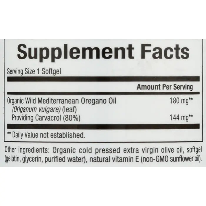 Natural Factors OIL OF OREGANO 180 MG 60/SG