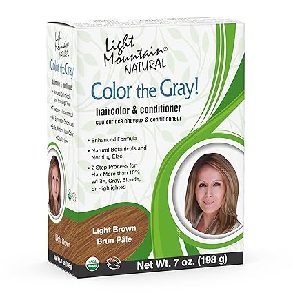 TINTE PARA EL CABELLO LIGHT MOUNTAIN HENNA GRIS A CASTAÑO CLARO 7OZ