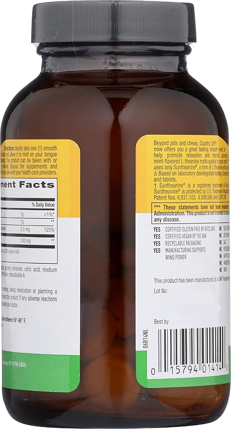 Country Life FAST ACTING L-THEANINE 100MG 60 Lozenge