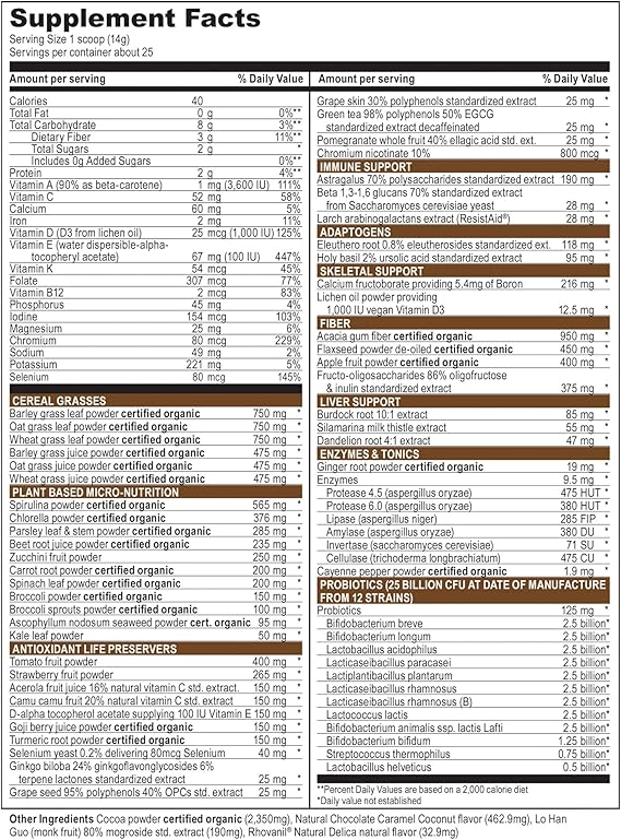 Green Vibrance Chocolate Coconut 25 billion CFU Powder