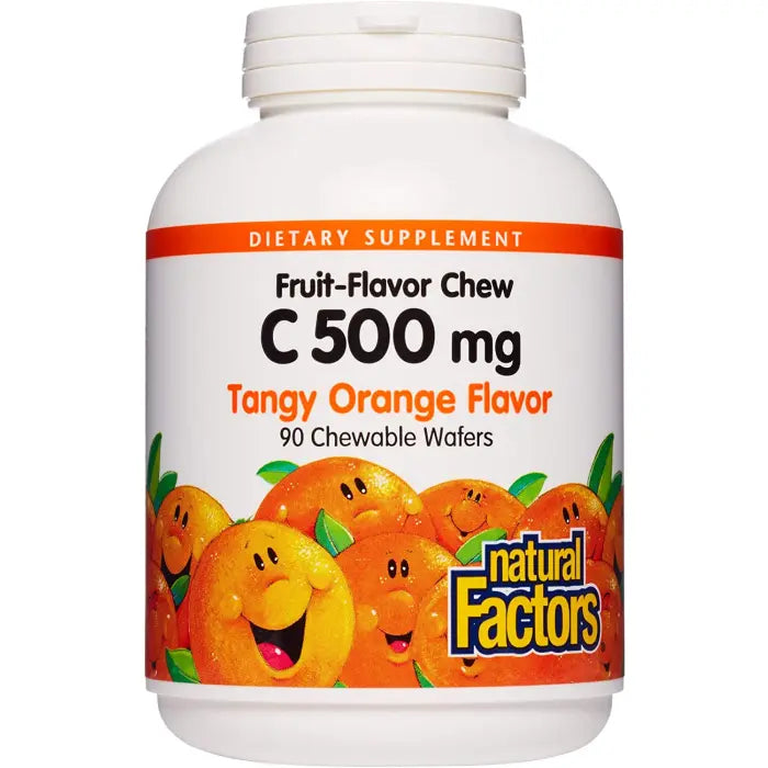 Natural Factors VITAMIN C 500 MG FRUIT-FLAVOR CHEW – TANGY ORANGE 90/TAB