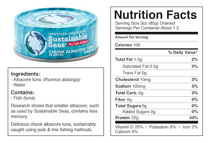 SUSTAINABLE SEAS Chunky Albacore, No Salt 5 OZ