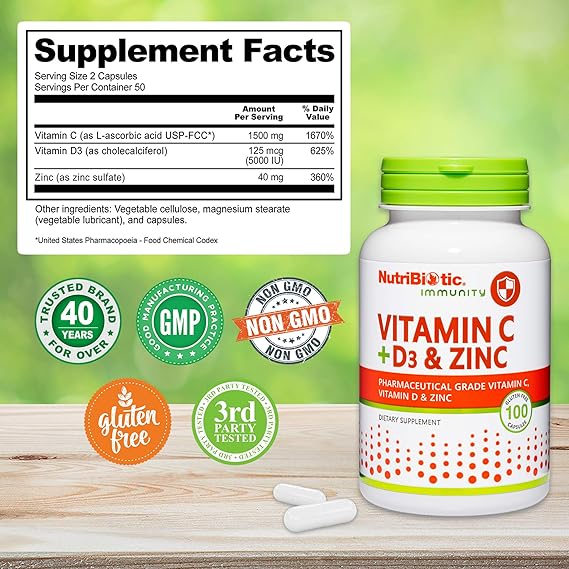 NutriBiotic Vitamin C + D3 & Zinc