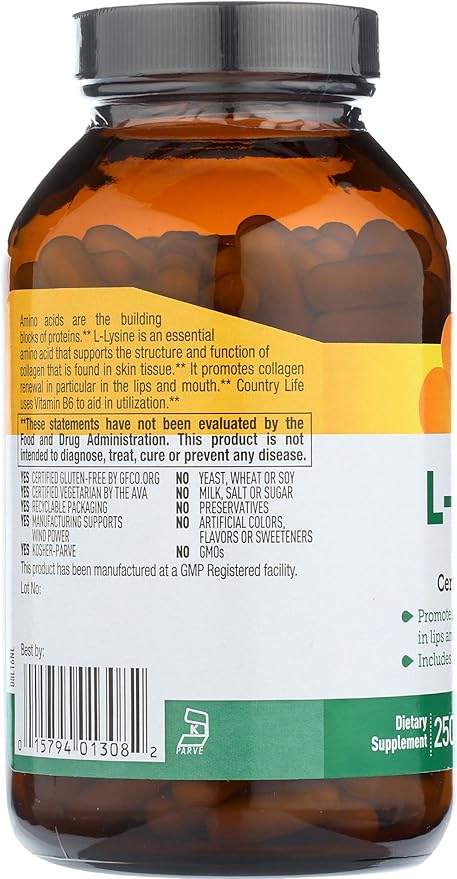 Country Life L-LYSINE ADVANCED 1500MG 180 Capsule
