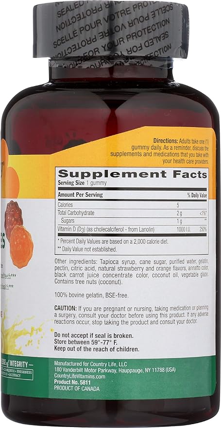 Country Life VITAMIN D3 GUMMY 1000IU 120 Gummy
