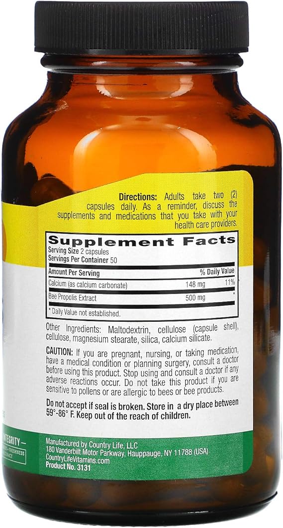 Country Life BEE PROPOLIS 500MG 100 Vegicaps