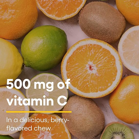 Natural Factors VITAMIN C 500 MG FRUIT-FLAVOR CHEW – BLUEBERRY, RASPBERRY & BOYSENBERRY 180/TAB
