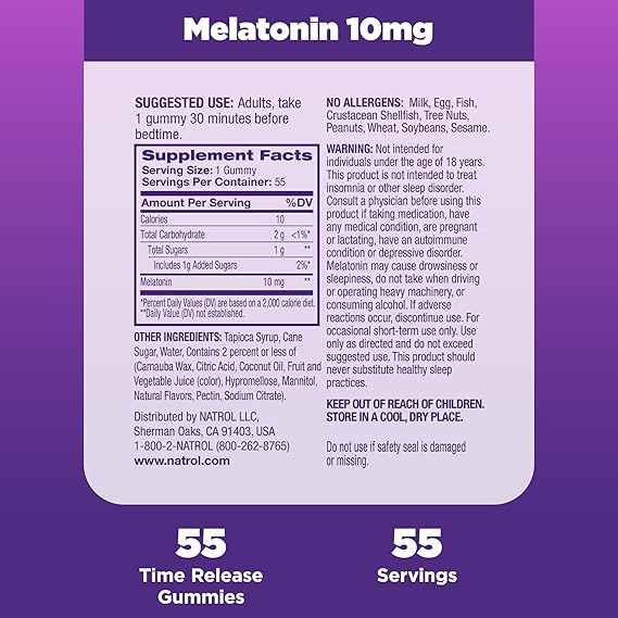 NATROL MELATONIN 10MG TIME RELEASE 35 GUMMY