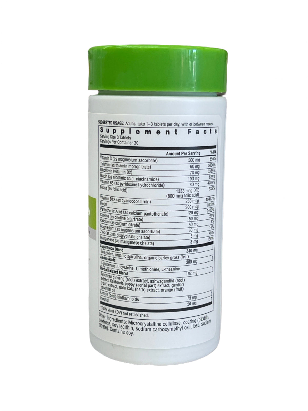 Complejo B completo y vitamina C antioxidante de alta potencia