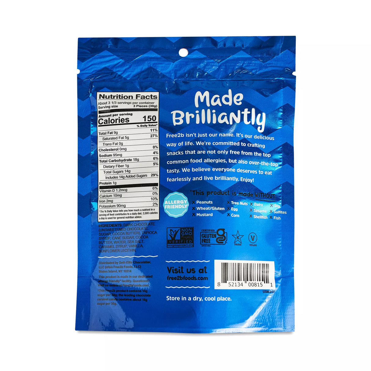 FREE2B Dark Choc Sslt Caramel Minis 3.5 OZ