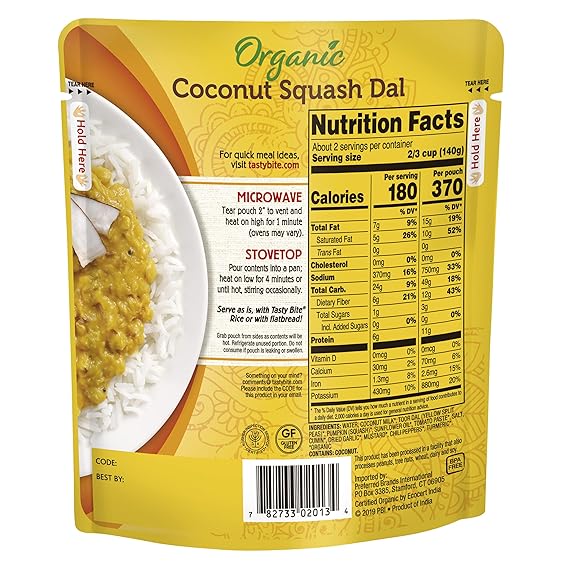 TASTY BITE Indian Coconut Squash Dal 10 OZ