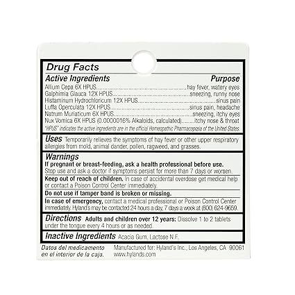 HYLANDS SEASONAL ALLERGY 60T HY0178