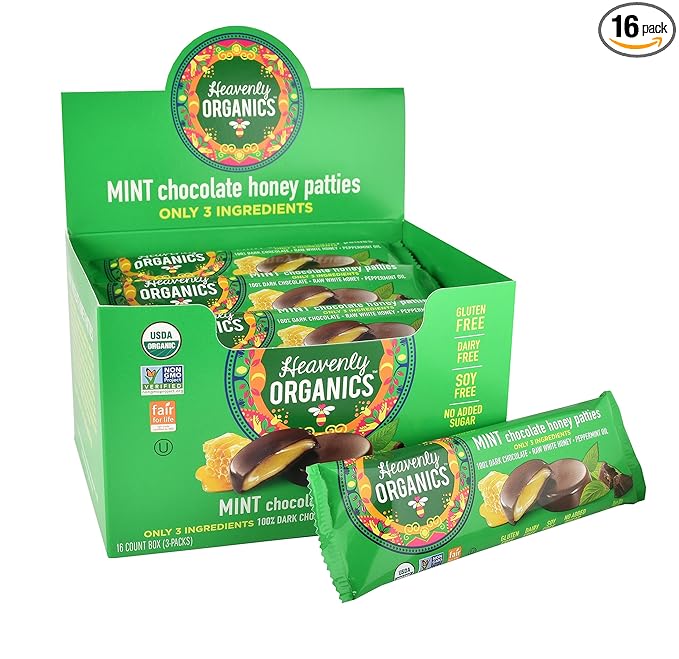 HEAVENLY ORGANICS Chocolate Mint Hny Patties 3-PK - 1.2 OZ