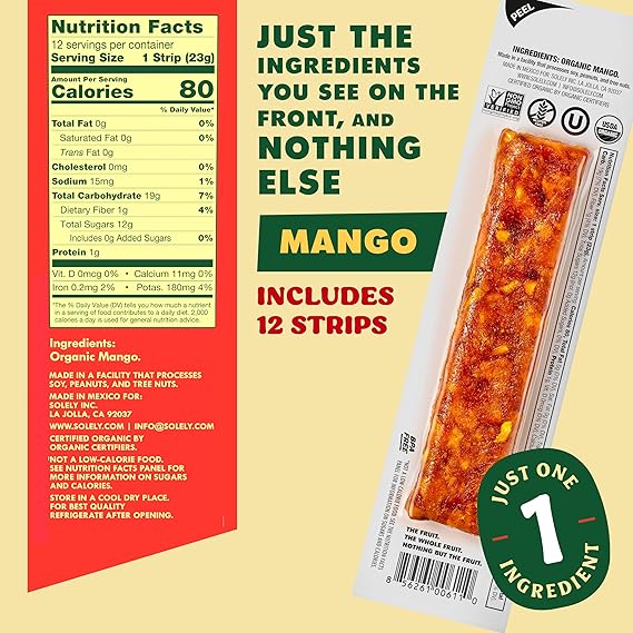 SOLELY Fruit Jerky,Mango,Multipacks 4.1 OZ