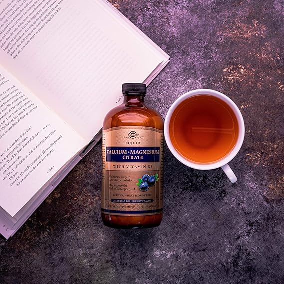 Solgar Liquid Calcium Magnesium Citrate with Vitamin D3 - Natural Blueberry Flavor 16 ozliquid