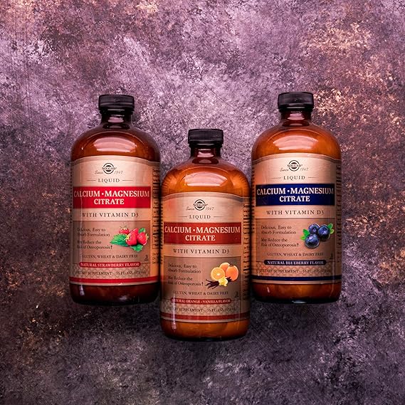 Solgar Liquid Calcium Magnesium Citrate with Vitamin D3 - Natural Strawberry Flavor 16 ozliquid