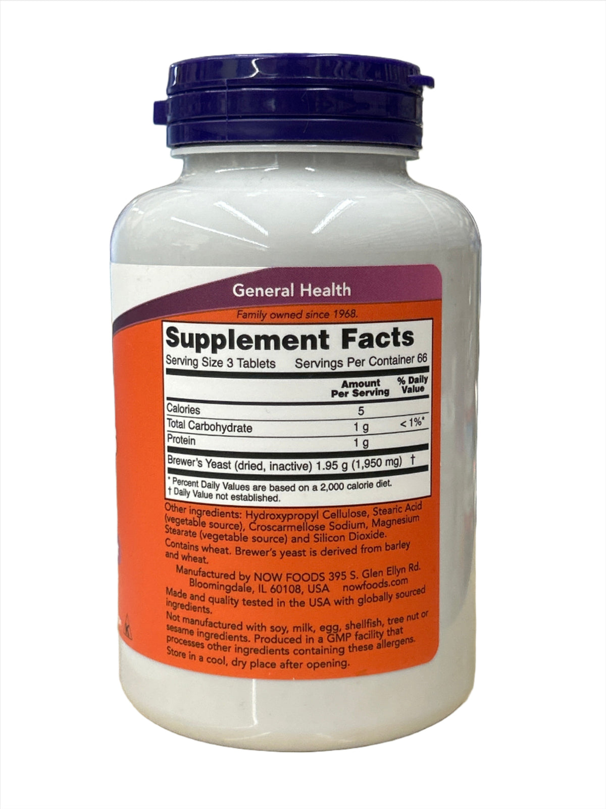 Levadura de cerveza Now Foods 10 granos 650 mg 200 tabletas
