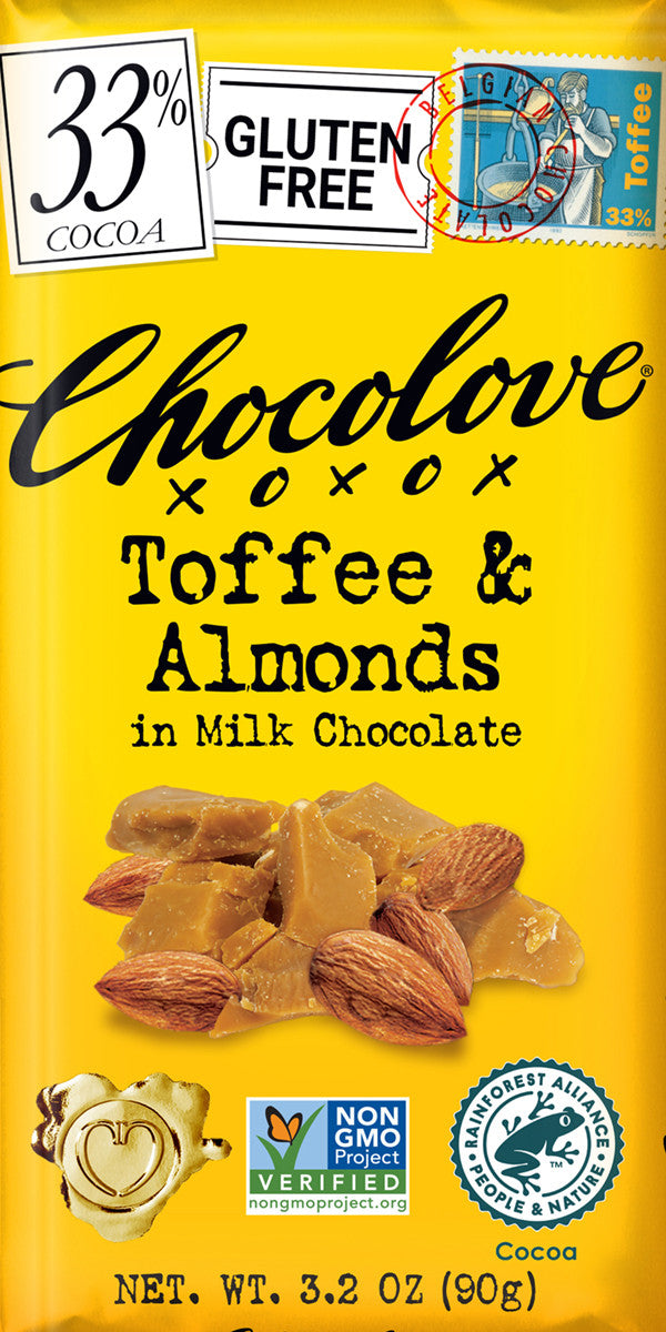 CHOCOLOVE Milk With Almonds & Toffee 3.2 OZ