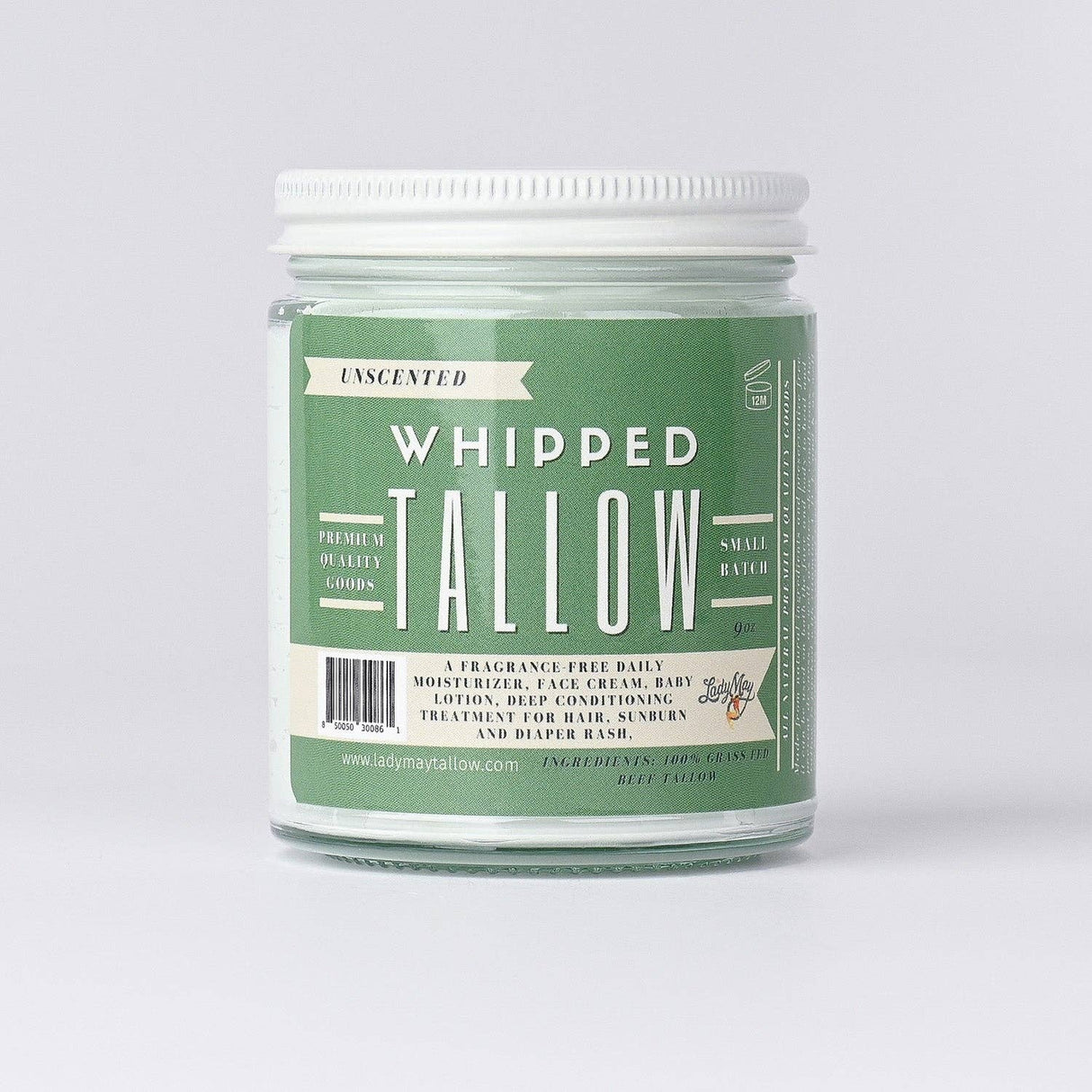 Unscented Whipped Tallow Moisturizer | 100% Natural Skincare: 9oz