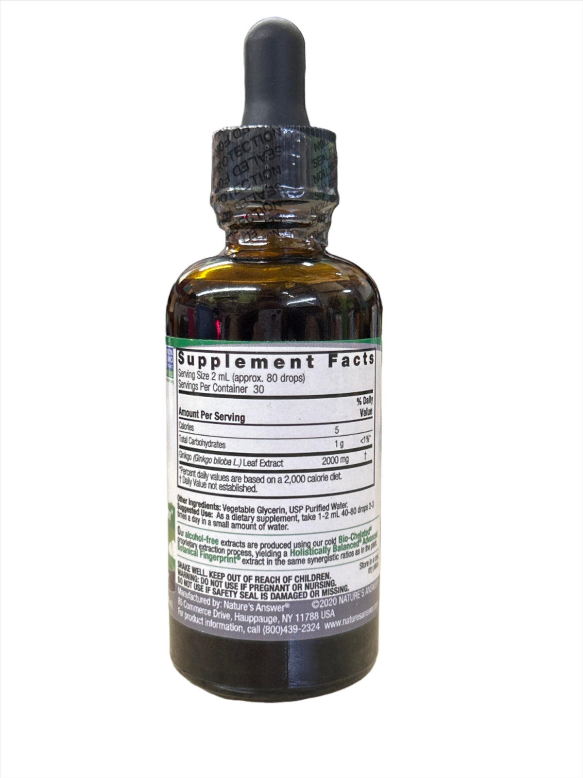Extracto líquido de hoja de ginkgo 2000 mg sin alcohol 2 fl oz