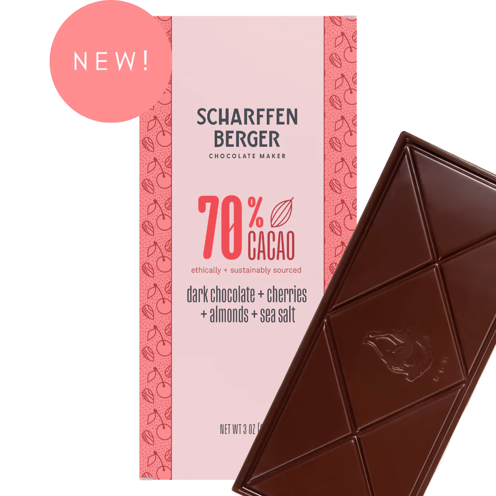 SCHARFFEN BERGER 70% Dark Chocolate Cherry Almond 3 OZ