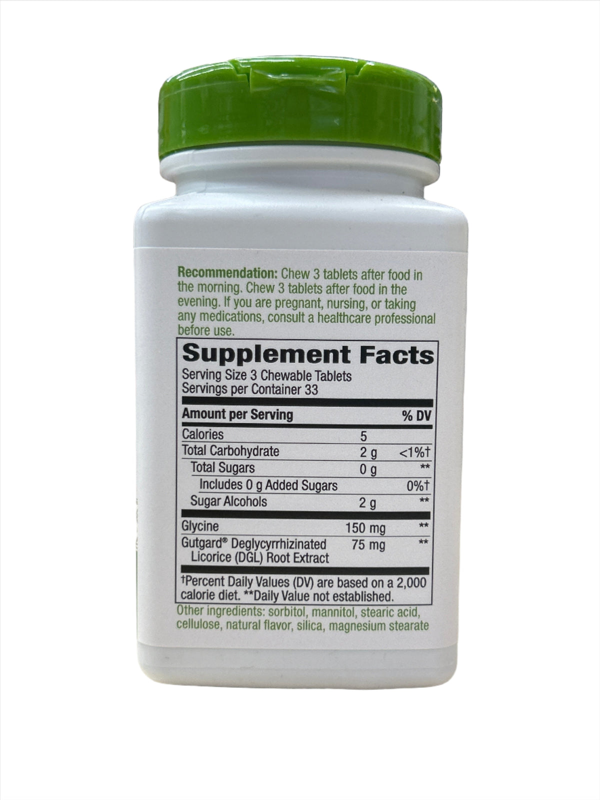 Extracto de raíz de regaliz DGL 100 tabletas masticables