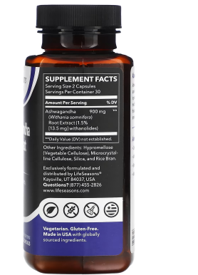 Life Seasons LSE Ashwagandha for Ashwgandha Root Extract 900 mg 60 Capsule