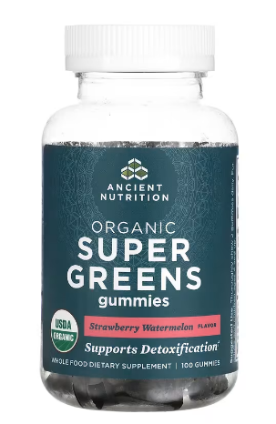 Ancient Nutrition Organic SuperGreens Gummy - Strawberry Watermelon - 100ct Gummy