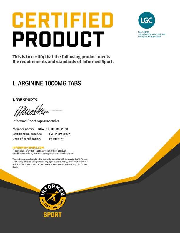 Now ARGININE 1000mg 180 TABS