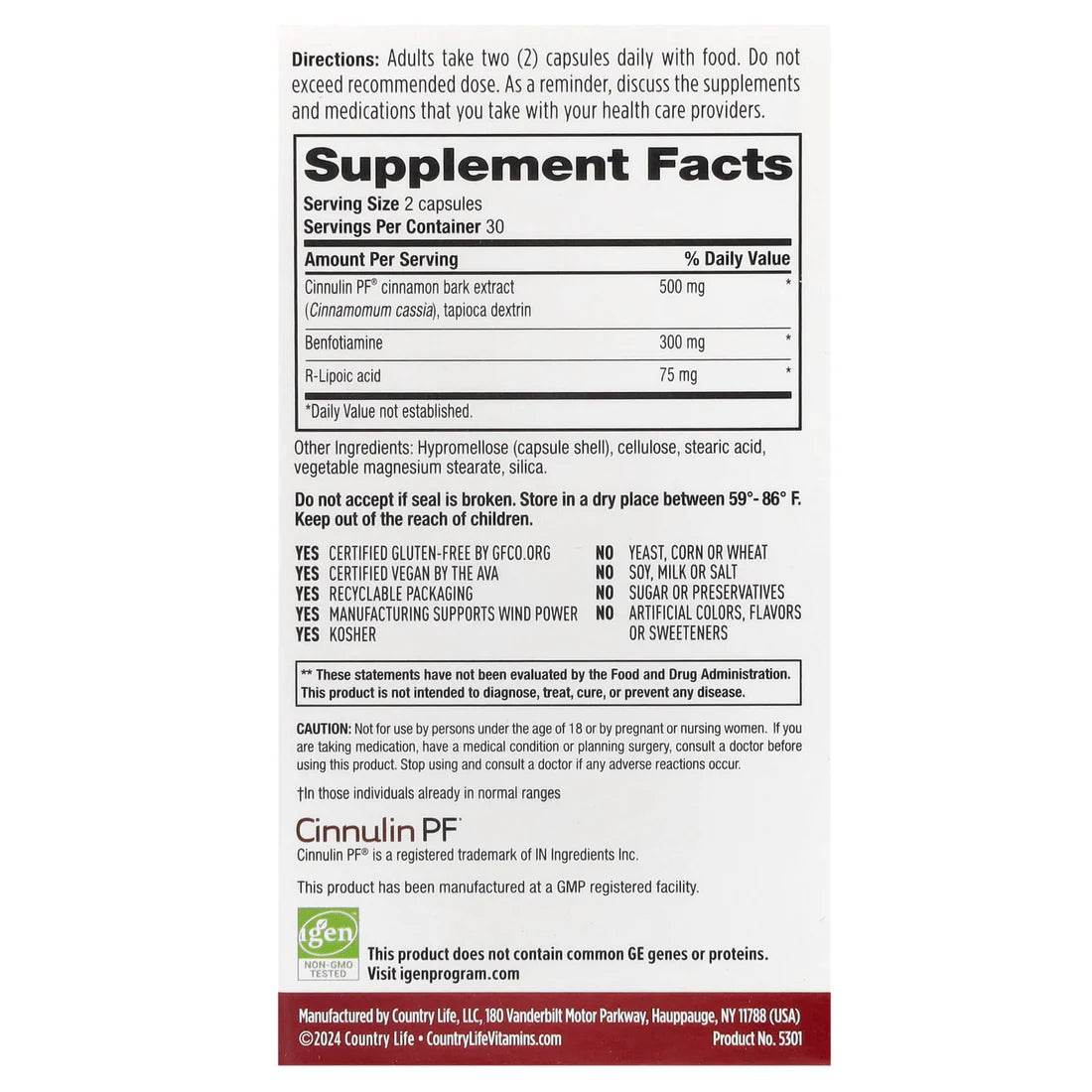 Country Life ANTI-GLYCATION SUPPORT 60 Vegicaps
