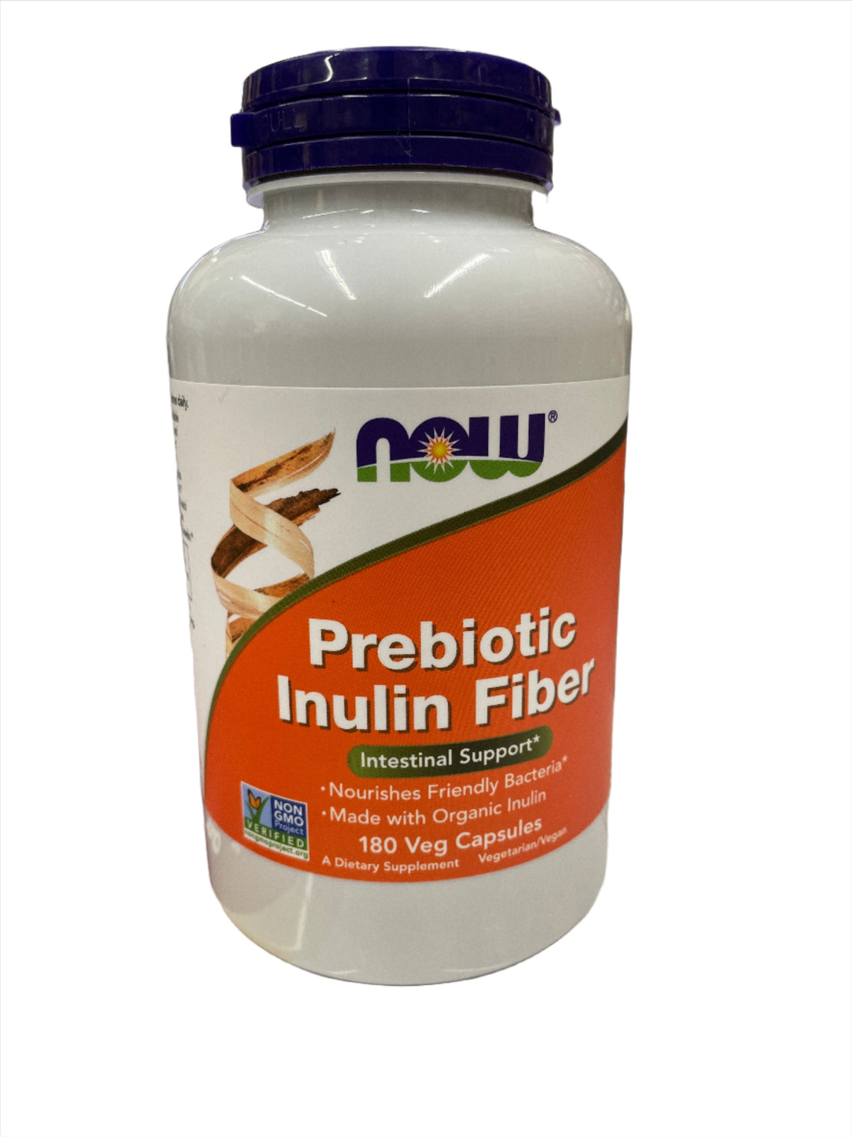 NOW Fibra de inulina prebiótica apoyo intestinal 180 cápsulas vegetales