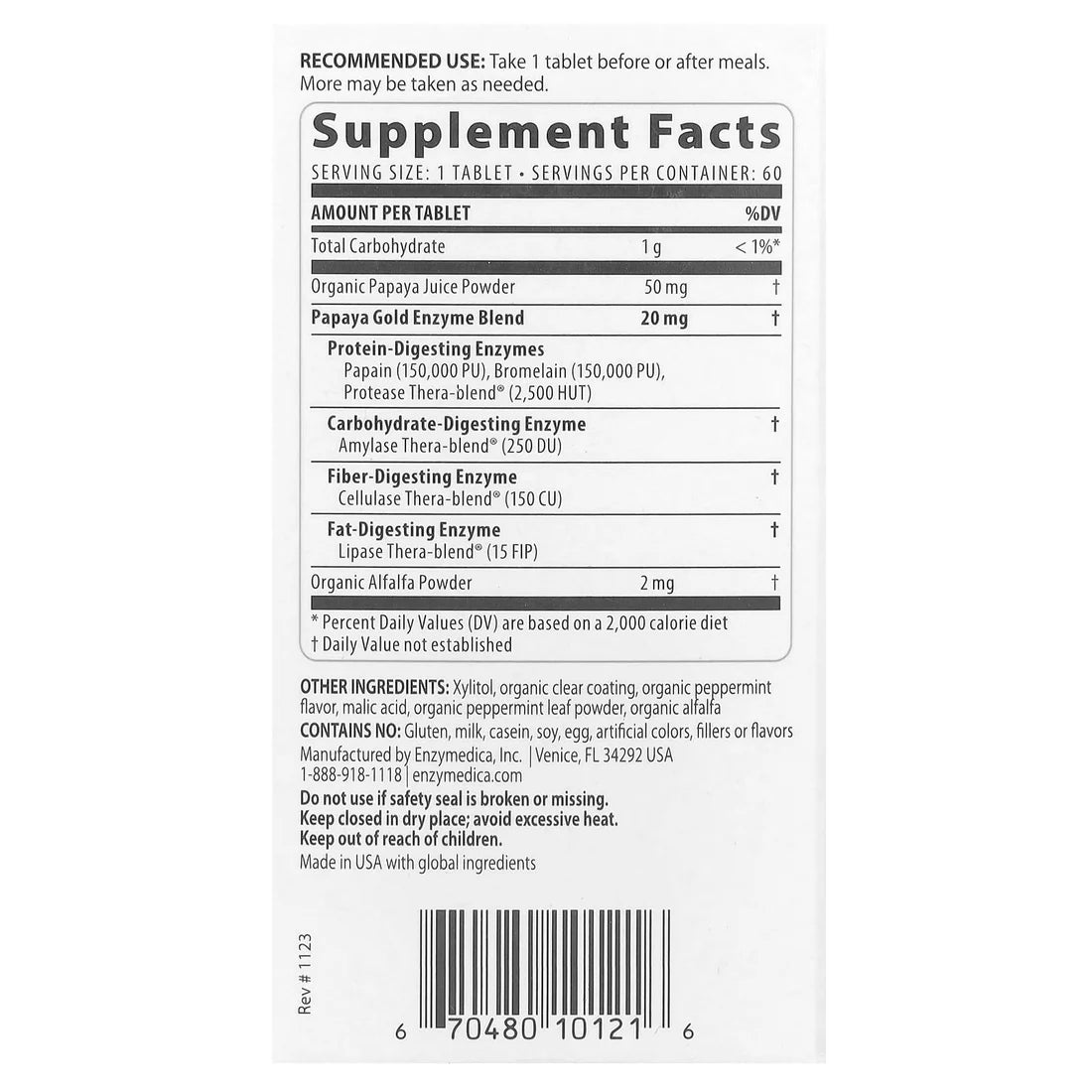 Papaya Gold Advance Formula 3x More Papaya 60 Tablets