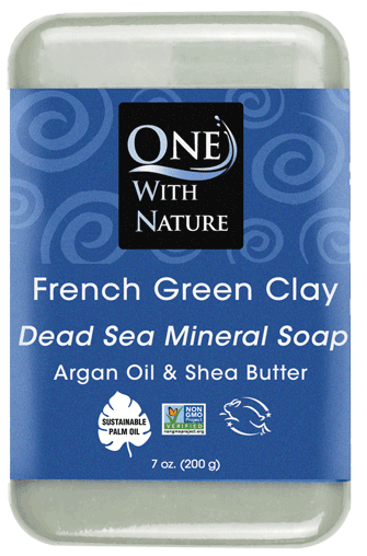 ONE WITH NATURE DEAD SEA FRENCH GREEN CLAY BAR SOAP 7OZ