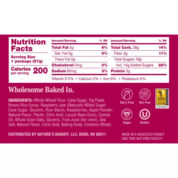 NATURE`S BAKERY Raspberry 6 pack - 2 OZ